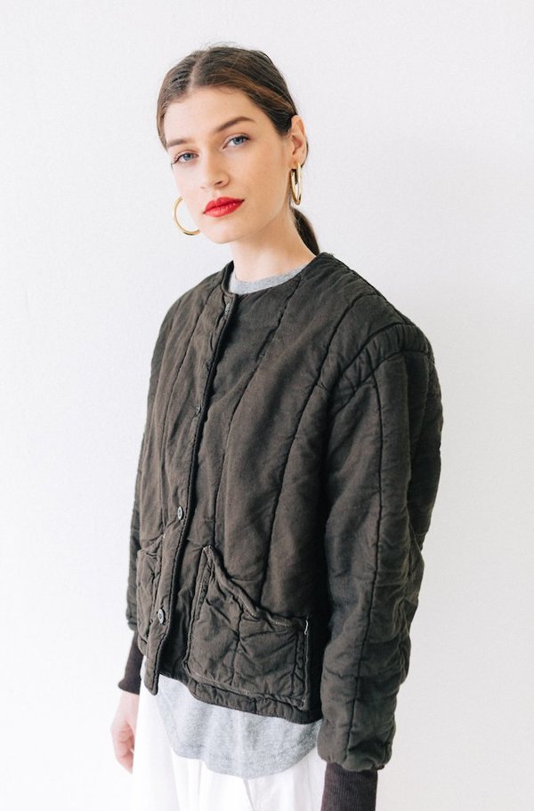 Yo Vintage! QUILTED JACKET CHOCOLATE BROWN Garmentory