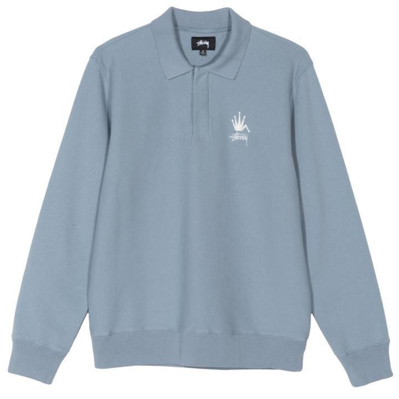 Stussy Polo Fleece Sweatshirt - blue | Garmentory