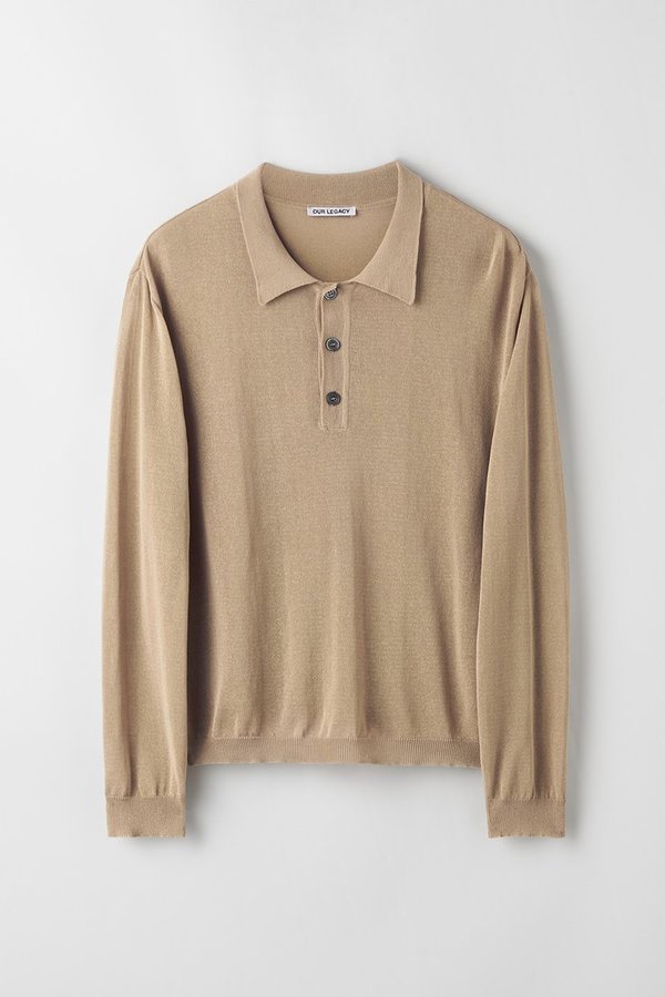 Our Legacy Cotton Nylon Fine Knit 70's Piquet Shirt - Beige