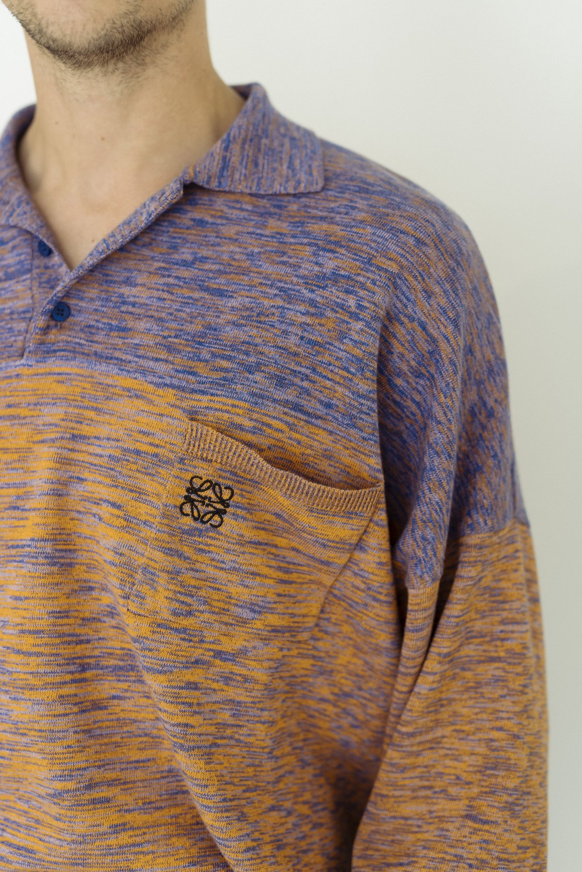LOEWE Oversized Poloneck Sweater - Purple/Orange Melange | Garmentory