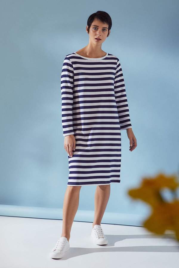 white christmas dresses Ellesandra Boat Neck Mini Dress Orange Stripe main image 1