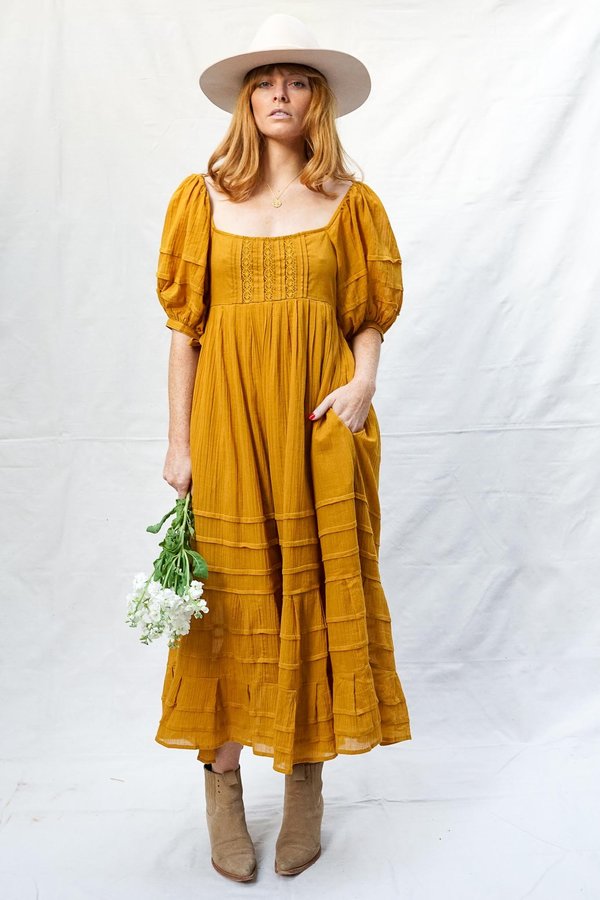 Free People Let's Be Friends Midi Dress - Aged Mustard | Garmentory Free People Let's Be Friends Midi Dress - Aged Mustard | Garmentory