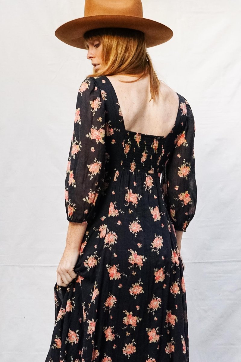 low plunge midi dress For Good Ivory Floral Plunge Neck Midi Dress