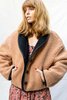 Moon River Sherpa Button Front Jacket - Taupe - Thumbnail 1
