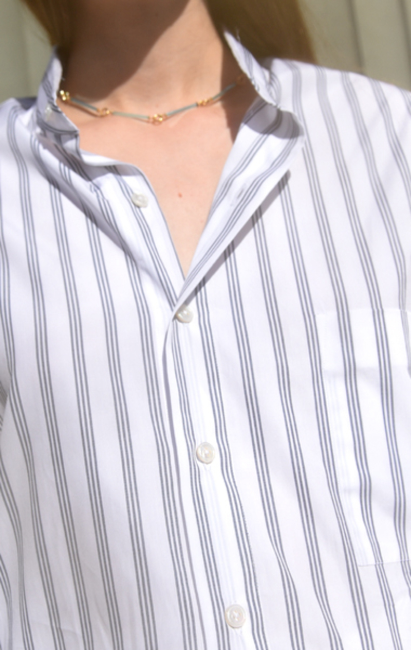 トップス cristaseya #16 Patched Mao Shirts XL Cristaseya Mao Shirt Green Stripes – Neighbour