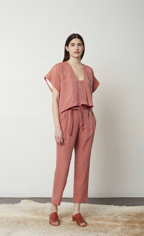 Where Mountains Meet Wool/Silk Handllomed Basecloth Holly Top Where Mountains Meet Wool/Silk Handllomed Basecloth Holly Top