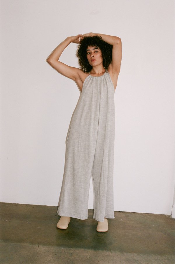 light grey jumpsuit