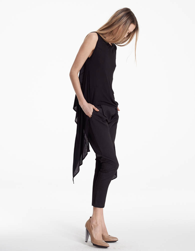 AMBER SAKAI BLACK SNAKE PRINT CROSSOVER PANTS AMBER SAKAI BLACK SNAKE PRINT CROSSOVER PANTS