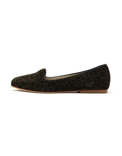 ANNIEL OLIVE SUEDE LEOPARD SLIPPER ANNIEL OLIVE SUEDE LEOPARD SLIPPER