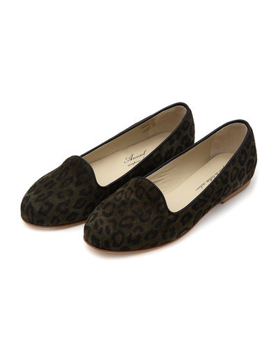 ANNIEL OLIVE SUEDE LEOPARD SLIPPER ANNIEL OLIVE SUEDE LEOPARD SLIPPER