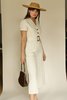 Moon River Ivory Collar Linen Jumpsuit - Thumbnail 1