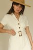 Moon River Ivory Collar Linen Jumpsuit - Thumbnail 3