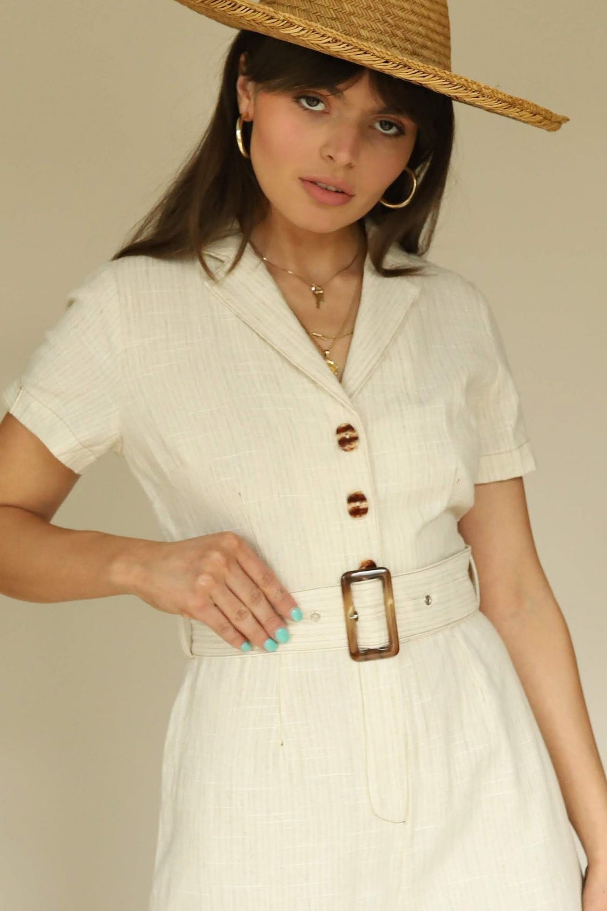 Moon River Ivory Collar Linen Jumpsuit - Image 3 of 5
