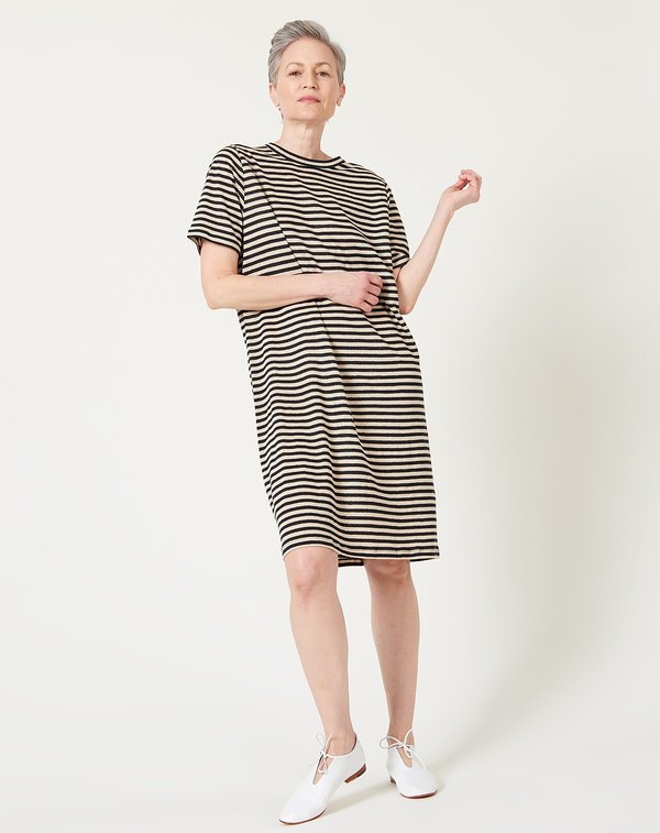6397 Linen Tee Dress - Black/Natural 6397 Linen Tee Dress - Black/Natural