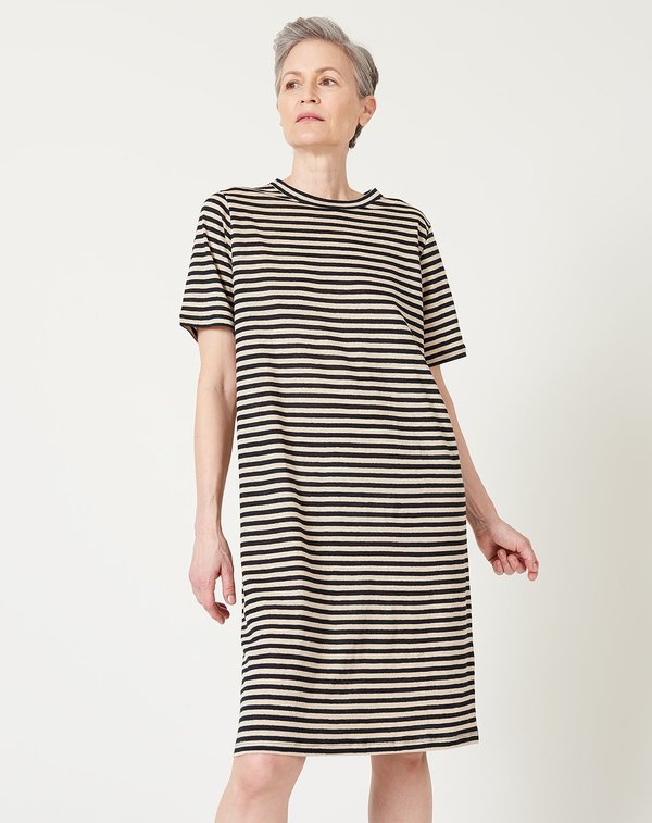 6397 Linen Tee Dress - Black/Natural 6397 Linen Tee Dress - Black/Natural