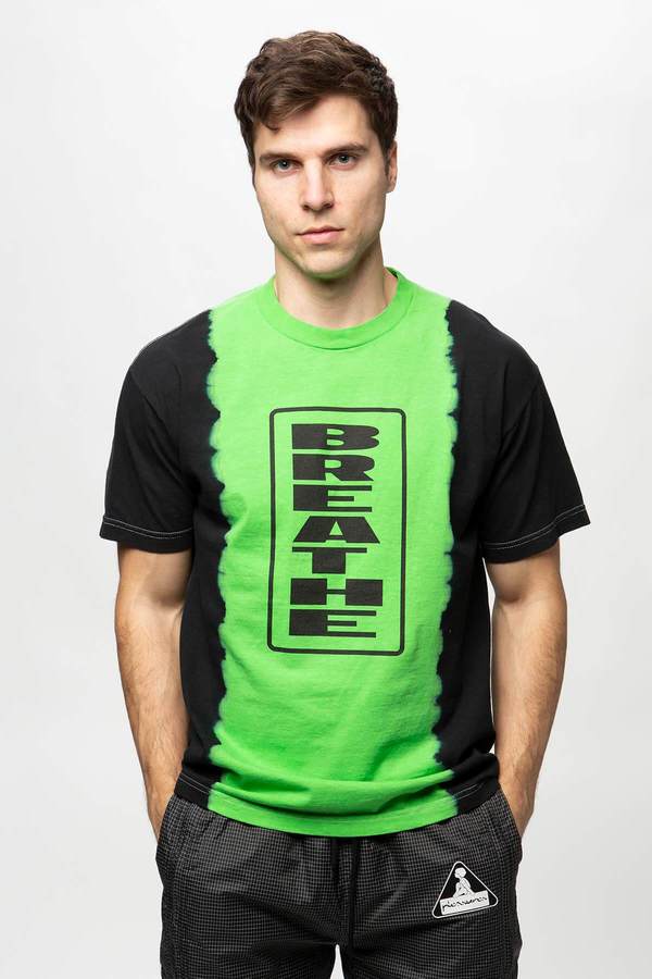 PLEASURES Breathe Split Dye T-Shirt - Black/Green PLEASURES Breathe Split Dye T-Shirt - Black/Green