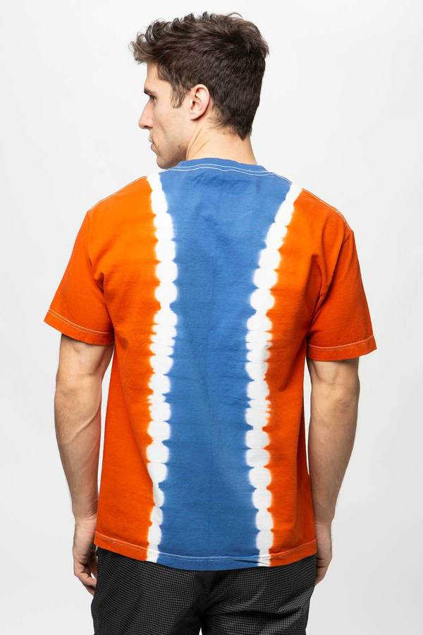 PLEASURES Gum Logo Split Dye T-Shirt - Orange/Blue PLEASURES Gum Logo Split Dye T-Shirt - Orange/Blue