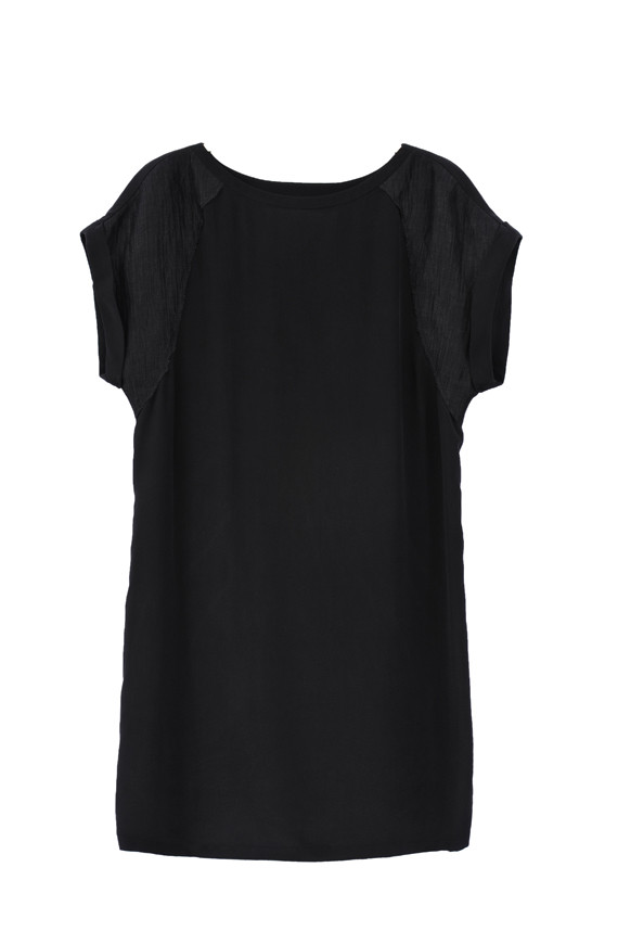 The Korner Black Silk Dress with Shoulder Detail The Korner Black Silk Dress with Shoulder Detail