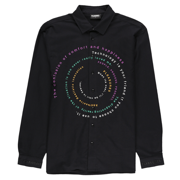 PLEASURES Reality Embroidered Button Down - Black PLEASURES Reality Embroidered Button Down - Black