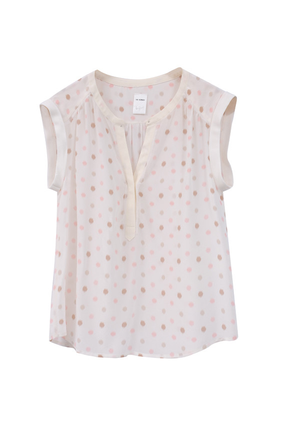 The Korner Lightweight Silk Short Sleeve Spotted Top The Korner Lightweight Silk Short Sleeve Spotted Top