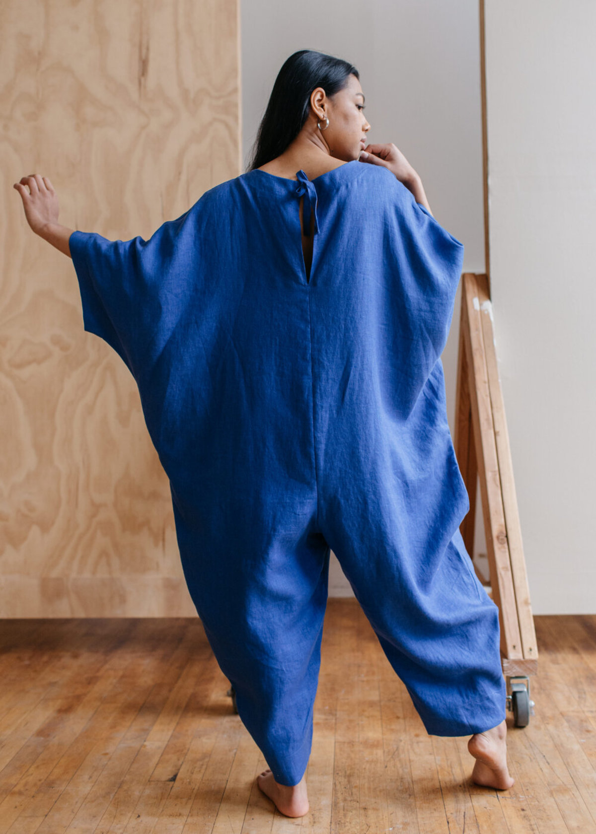 Textured Solid Mock Neck Caftan Jumpsuit main image 1