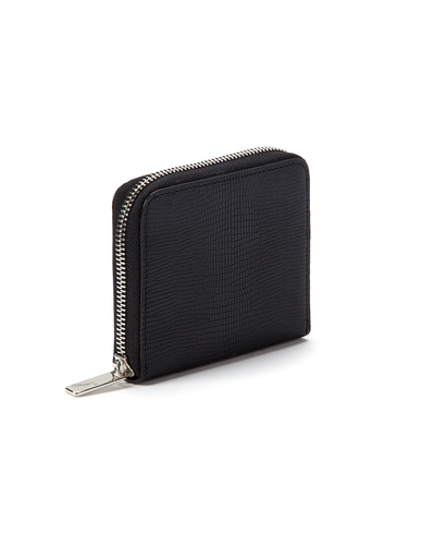 J'APOSTROPHE BLACK TEXTURED SMALL WALLET WITH SILVER ZIPPER J'APOSTROPHE BLACK TEXTURED SMALL WALLET WITH SILVER ZIPPER