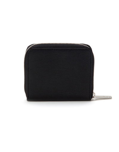 J'APOSTROPHE BLACK TEXTURED SMALL WALLET WITH SILVER ZIPPER J'APOSTROPHE BLACK TEXTURED SMALL WALLET WITH SILVER ZIPPER