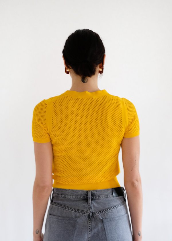 Autumn Cashmere Mesh Short Sleeve Crew - Marigold Autumn Cashmere Mesh Short Sleeve Crew - Marigold