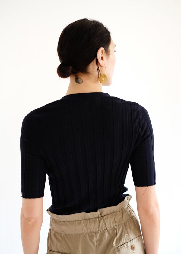 Autumn Cashmere Ribbed V Neck Cardigan - Navy Blue Autumn Cashmere Ribbed V Neck Cardigan - Navy Blue