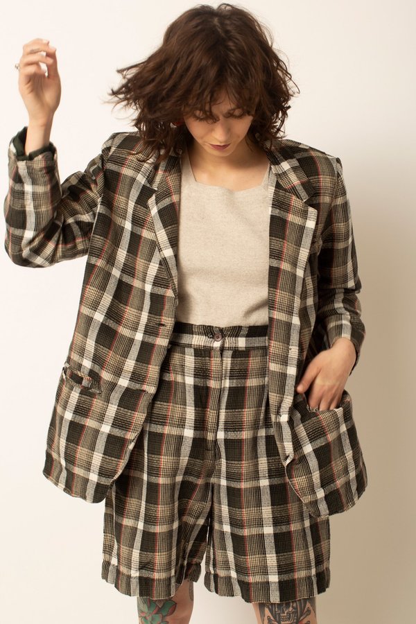 Preservation Vintage Blazer and Short Set - Black Plaid Preservation Vintage Blazer and Short Set - Black Plaid
