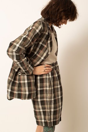 Preservation Vintage Blazer and Short Set - Black Plaid Preservation Vintage Blazer and Short Set - Black Plaid