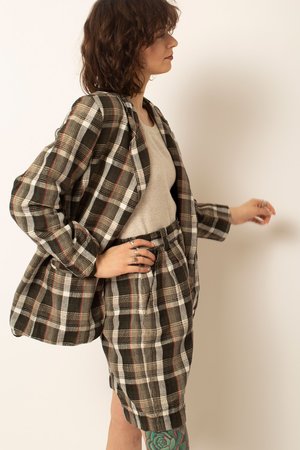 Preservation Vintage Blazer and Short Set - Black Plaid Preservation Vintage Blazer and Short Set - Black Plaid