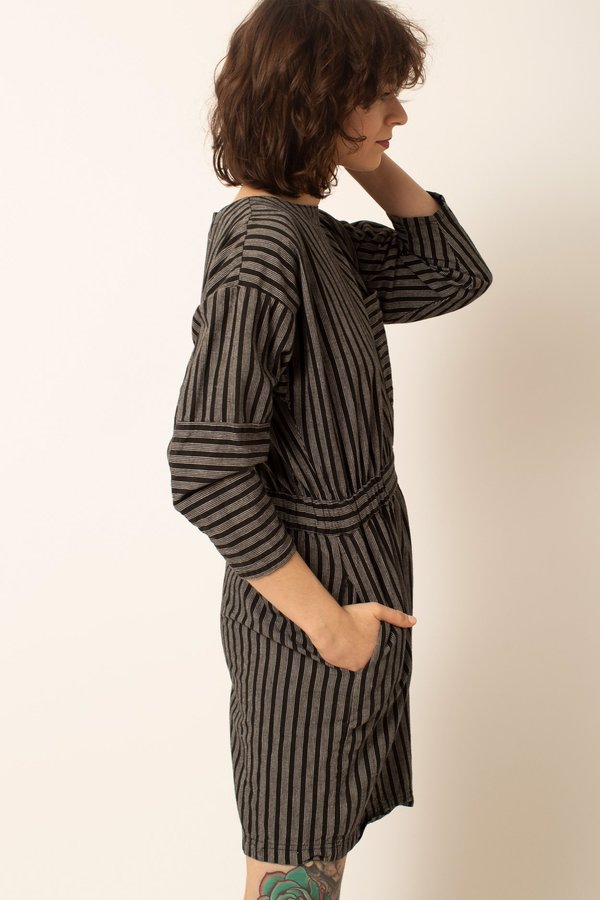 Preservation Vintage Striped Romper - Black Preservation Vintage Striped Romper - Black