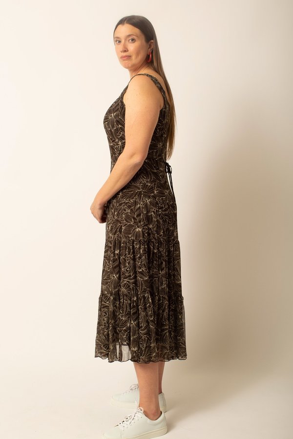 Preservation Vintage Floral Silk Dress - Brown Preservation Vintage Floral Silk Dress - Brown