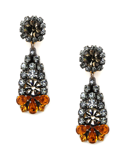 RADA GREY AND ORANGE RHINESTONE EARRINGS RADA GREY AND ORANGE RHINESTONE EARRINGS