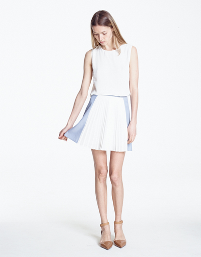 WREN BLUE AND WHITE PLEATED SKIRT WREN BLUE AND WHITE PLEATED SKIRT