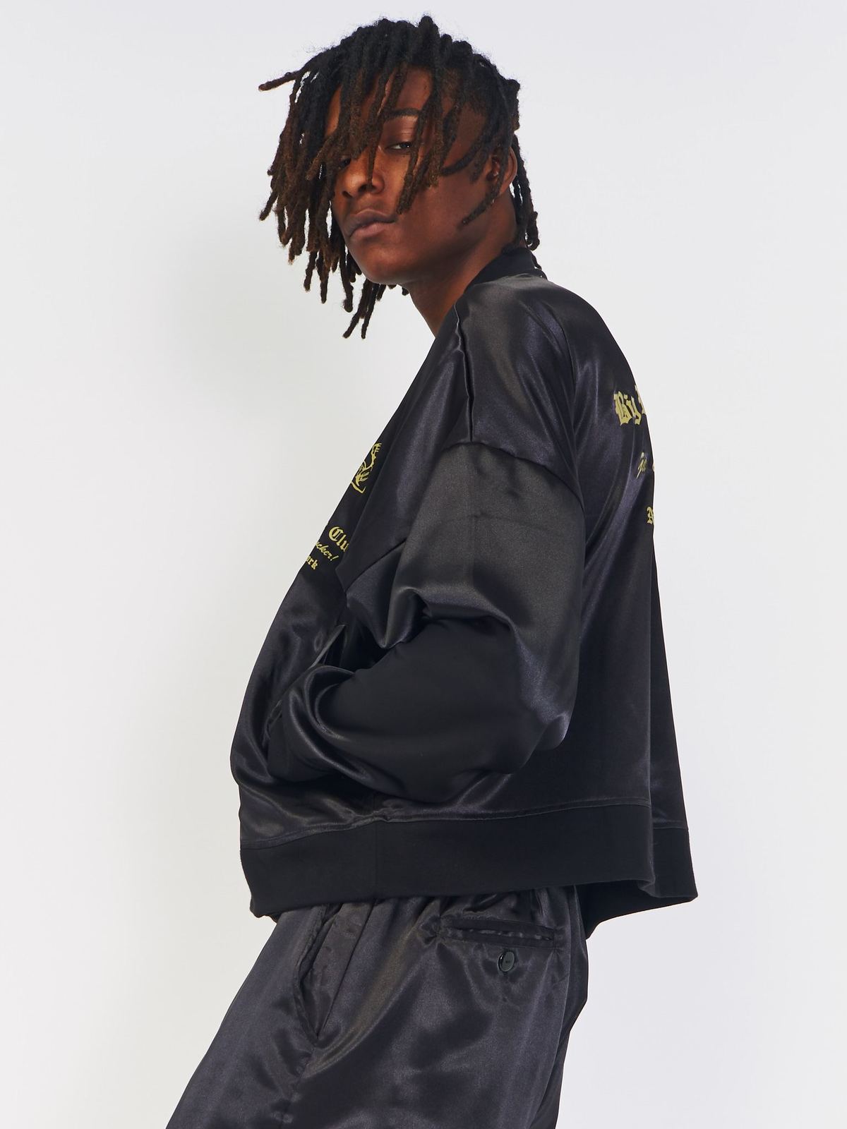 ジャケット・アウター SATIN TRACK JACKET /willy chavarria Willy Chavarria Satin Track Jacket - Black | Garmentory