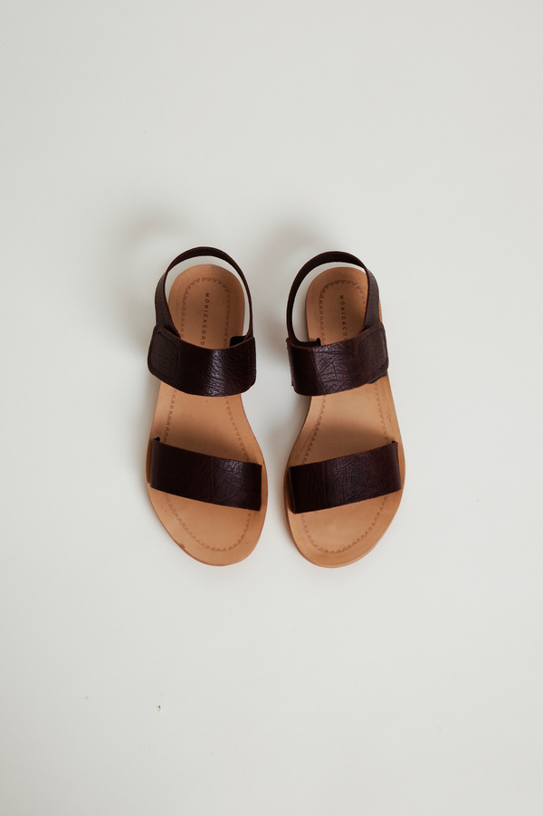 Cordera Ankle Strap Flat Sandals Dark Brown Garmentory