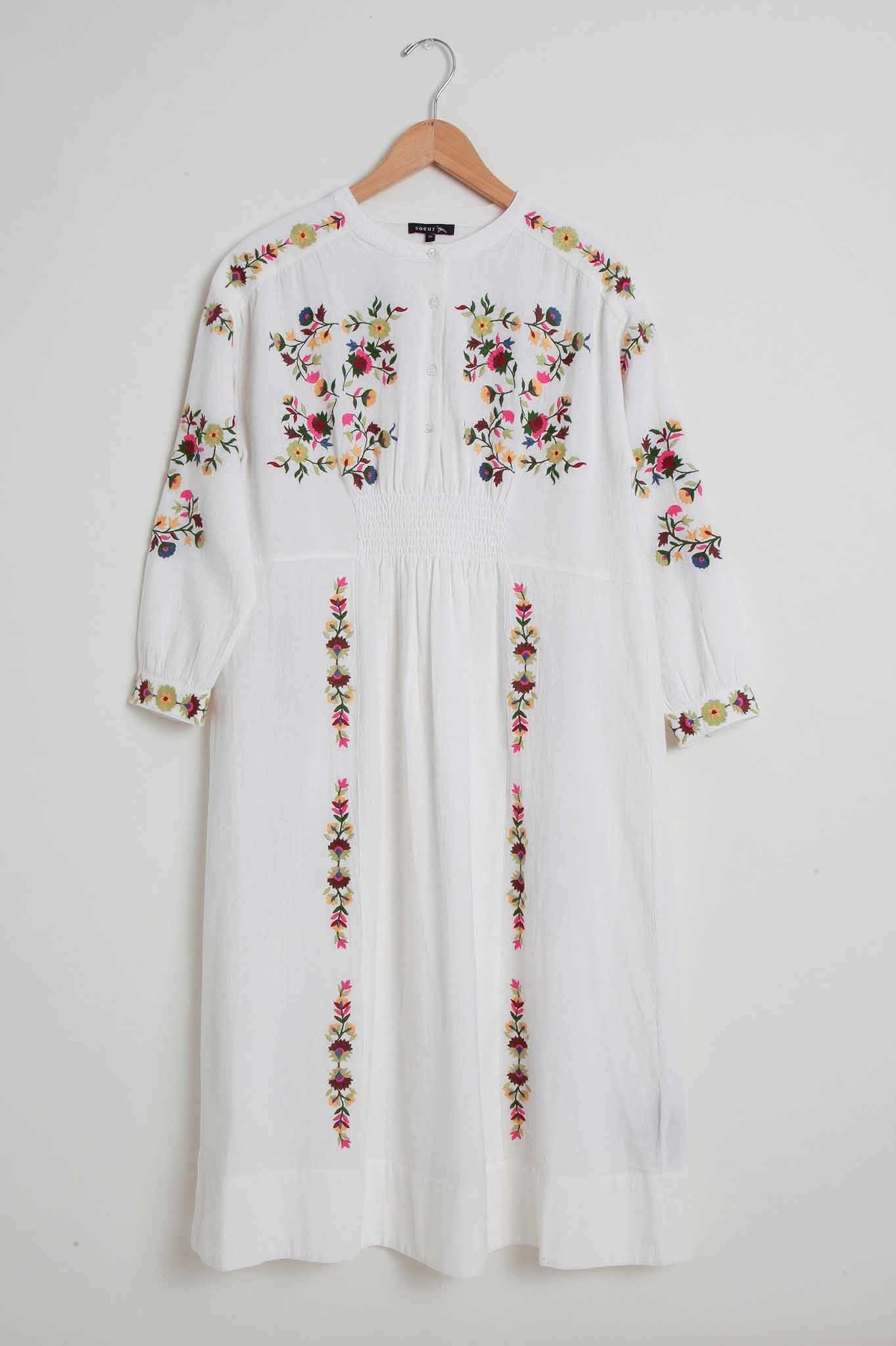 white embroidered tunic dress De La Rosa Embroidered Dress