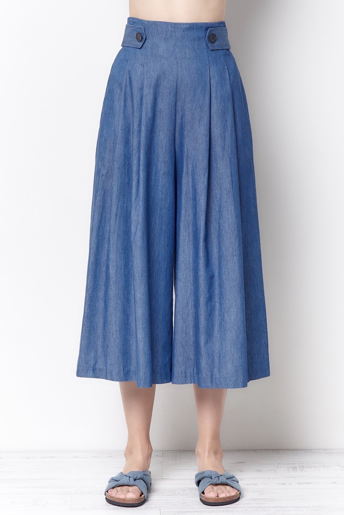 Corey Lynn Calter Trudy Chambray Wide Leg Pants - Image 1 of 3