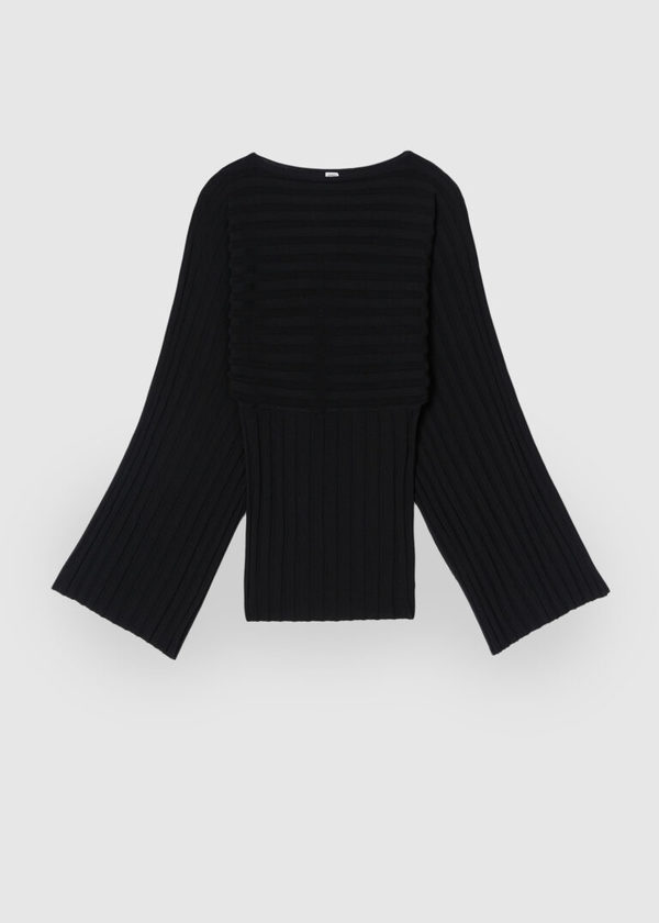 Totême RIB KNITTED TOP WITH LONG WIDE SLEEVES Totême RIB KNITTED TOP WITH LONG WIDE SLEEVES