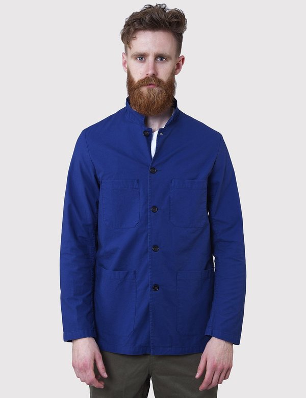 Vetra French Workwear Small Overdyed Collar Jacket Hydrone Blue