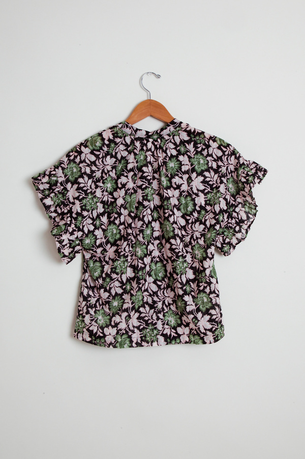 Masscob Floral Cotton Blouse - Olive