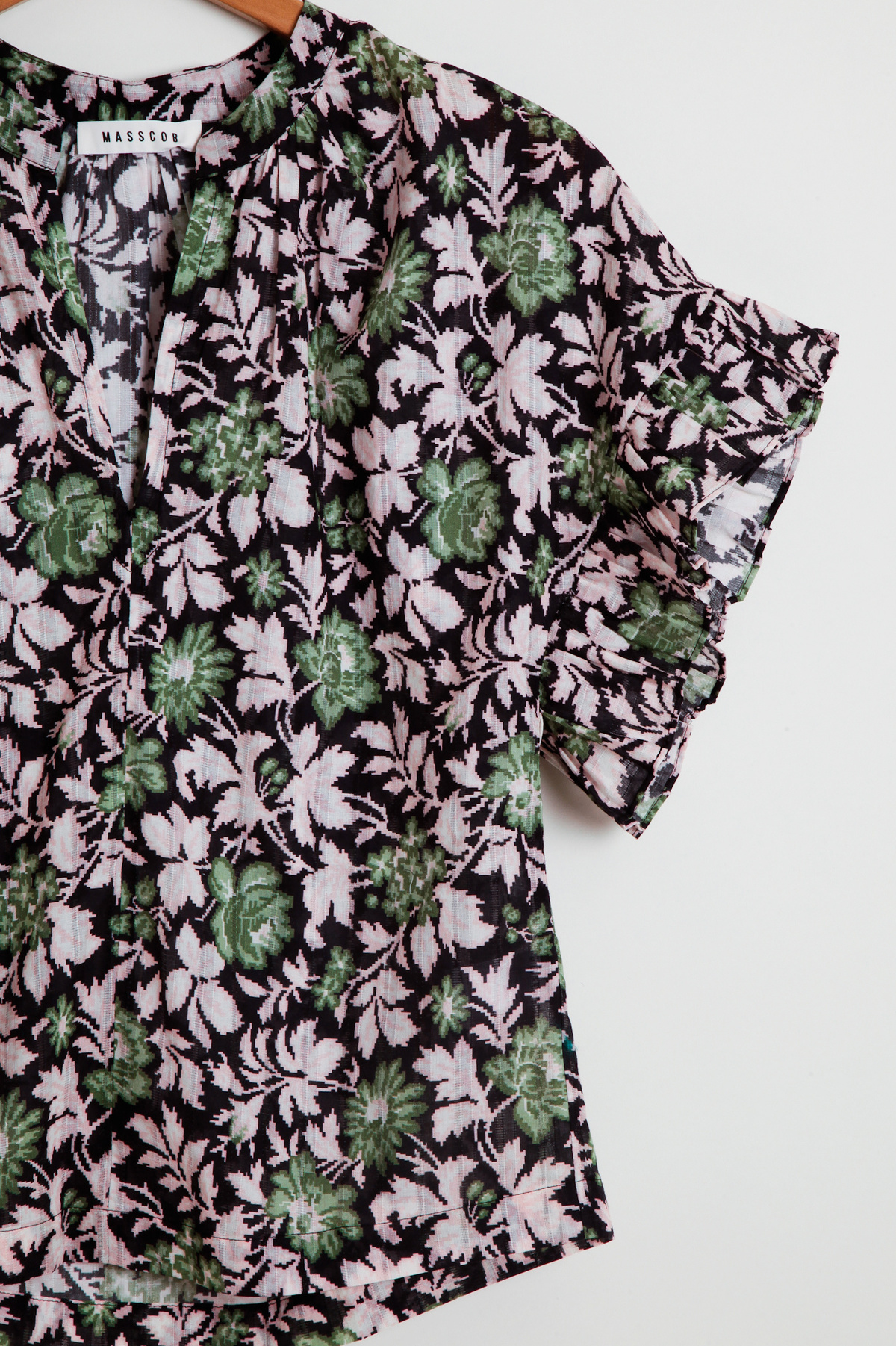 Masscob Floral Cotton Blouse - Olive - Image 3 of 3