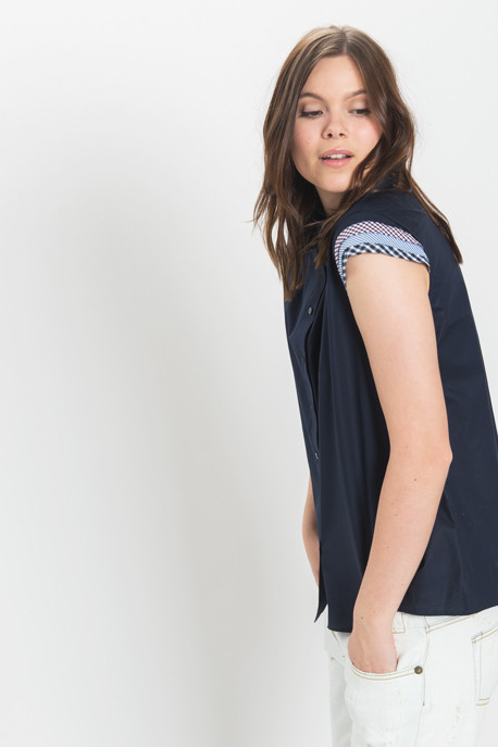 Rhié - Cap Sleeve Blouse in Navy Rhié - Cap Sleeve Blouse in Navy