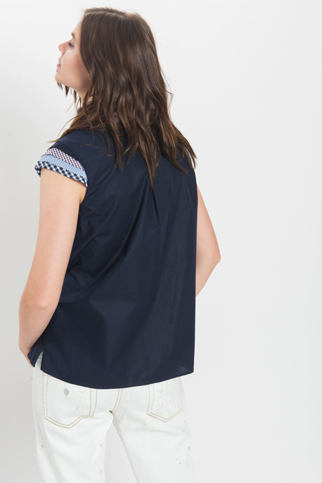 Rhié - Cap Sleeve Blouse in Navy Rhié - Cap Sleeve Blouse in Navy