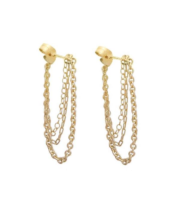 Aesa chain Single Huggie earring - 14K Gold Aesa chain Single Huggie earring - 14K Gold