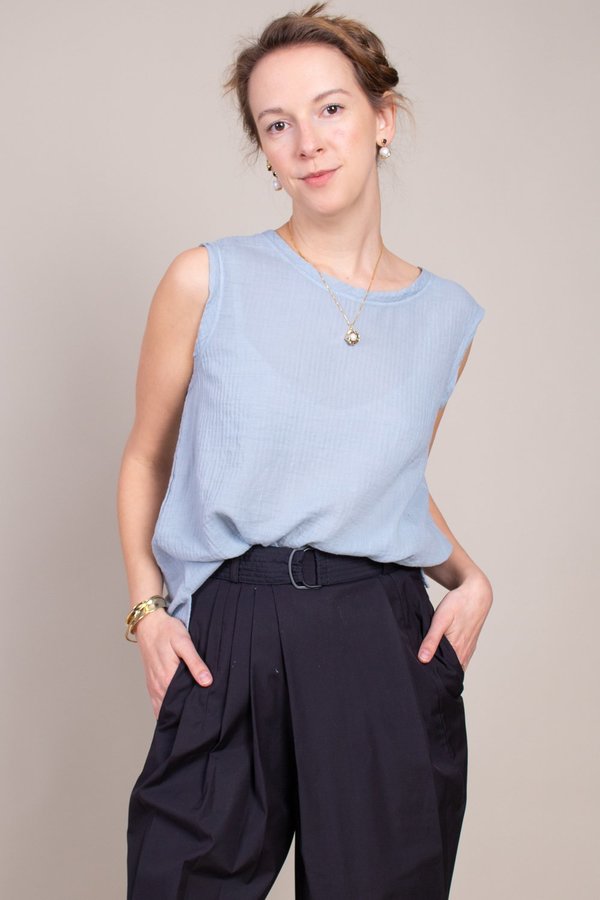 Raquel Allegra Muscle Tee - Dusty Blue Raquel Allegra Muscle Tee - Dusty Blue