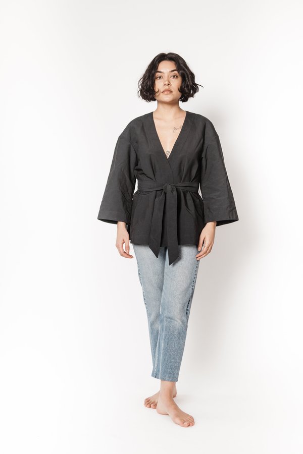La Bete nylon kimono top - Black La Bete nylon kimono top - Black