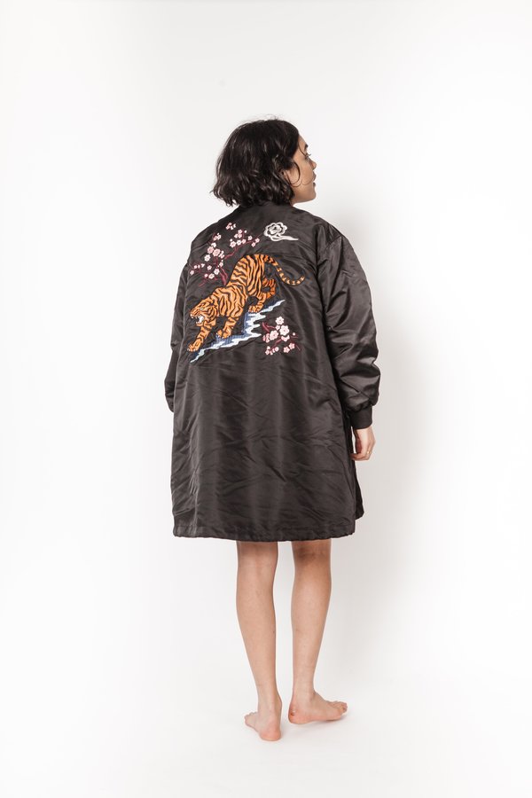 La Bete rabbit lined parka with tiger embroidery La Bete rabbit lined parka with tiger embroidery